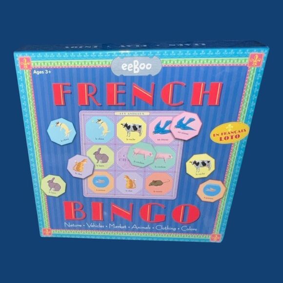 eeBoo French Bingo Game Foreign Language Kids Nature Vehicle Animal Color Foods - Picture 5 of 5